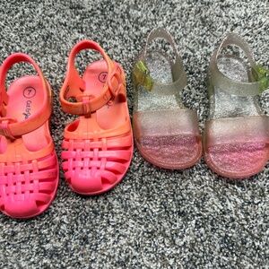 Gently Used Cat & Jack Jelly Sandals - set of 2 - Toddler Size 7 - Pink/Coral